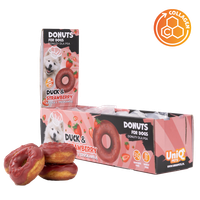 Przysmaki dla psa donut z kaczką i truskawkami 7cm 50g x 10 szt UNIQ PETS