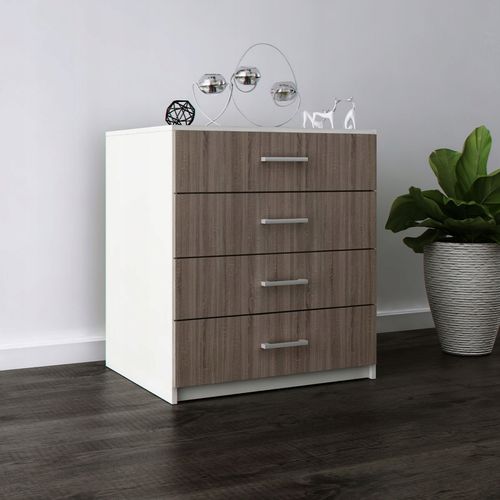 Komoda Do Salonu Na Ubrania 4 Szuflady Lana Dąb Sonoma Tabac na Arena.pl