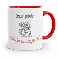 Dla Alkoholika Pijaka Kubek Czerwony Na Prezent Z Nadrukiem Ze Zdjęciem
