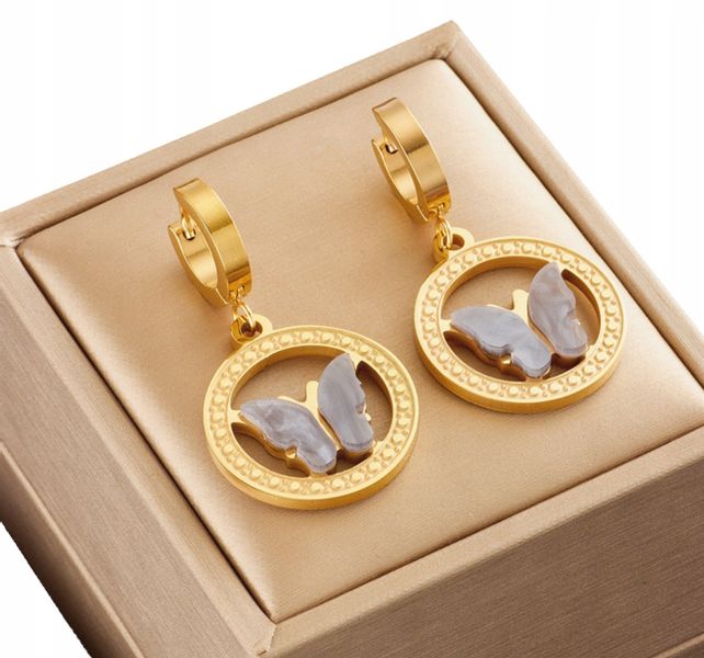 Eleganckie Złote Kolczyki Ze Stali Chirurgicznej zdjęcie 3