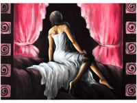 50X70CM PIĘKNA DZIEWCZYNA CZERWIENI OBRAZ POKOJU DREWNINE