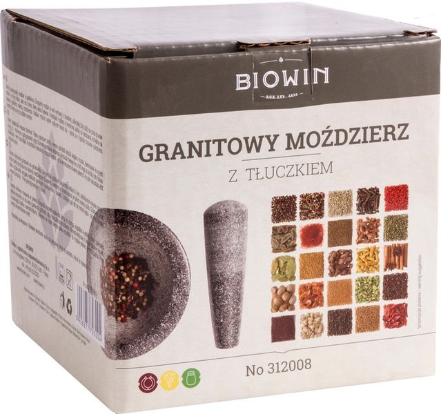 BROWIN solidny moździerz kuchenny z tłuczkiem Granitowy trwała jakość preze zdjęcie 6