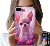 ETUI DO IPHONE ( 7 PLUS ) - SŁODKA CHIHUAHUA NA RÓŻOWYM TLE KWIATAMI