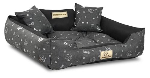 Legowisko dla psa kojec KINGDOG 75x65 cm wodoodporne kości srebrne na Arena.pl