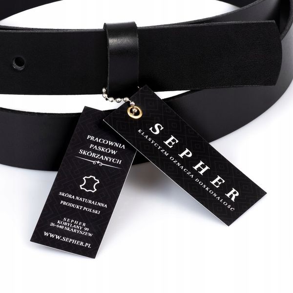 SEPHER Pasek skórzany AUTHENTIC męski CZARNY jeans zdjęcie 2