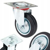 Koło Kółko Do Wózka Obrotowe Skrętne Gumowe 3" 75mm Na Płytce