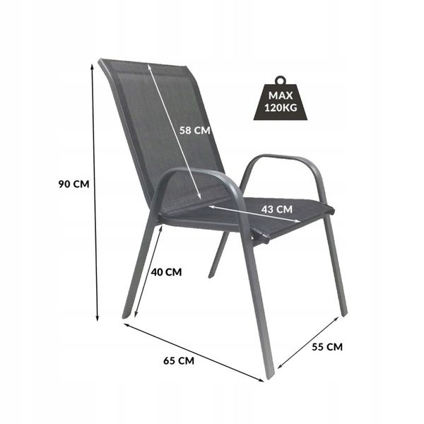 ZESTAW MEBLI OGRODOWYCH BALKON TARAS STÓŁ FI60 + 4x KRZESŁA MINORKA SZARE zdjęcie 8