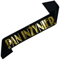 Czarna szarfa ze złotym nadrukiem Pan Inżynier