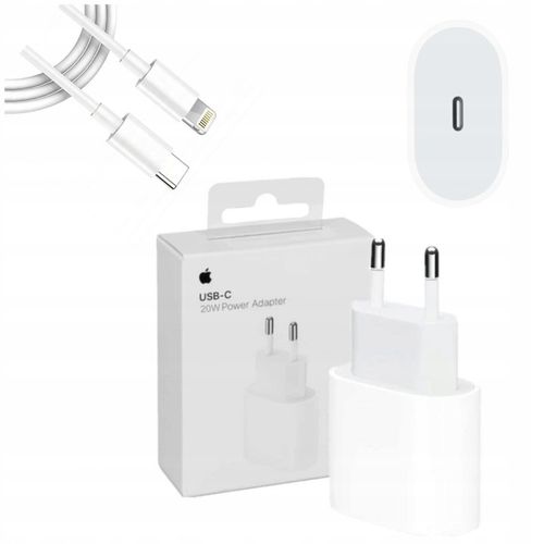 ORYGINALNA SZYBKA ŁADOWARKA DO APPLE IPHONE 20W+KABEL USB-C LIGHTNING 1M na Arena.pl