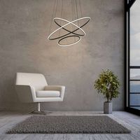 Okrągła LAMPA wisząca SLIM/000022/3000/B MDECO metalowa OPRAWA zwis LED 93W 3000K pierścienie czarne