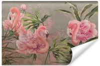 Fototapeta Ścienna FLAMINGI Ptaki Beton Abstrakcja Liście 135cm x 90cm