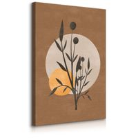 Obraz Na Płótnie Do Salonu Liście Gałązki Styl Boho Minimalizm 70cm x 100cm