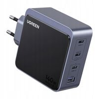 Ugreen Nexode S 140W Ladowarka GaN 3x USB C USB A Szybkie Ladowanie Szara