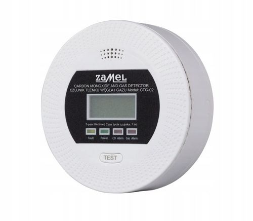 Czujnik Czadu CO Gazu LPG Tlenku Węgla Detektor 2w1 230V Alarm 90 dB ZAMEL na Arena.pl