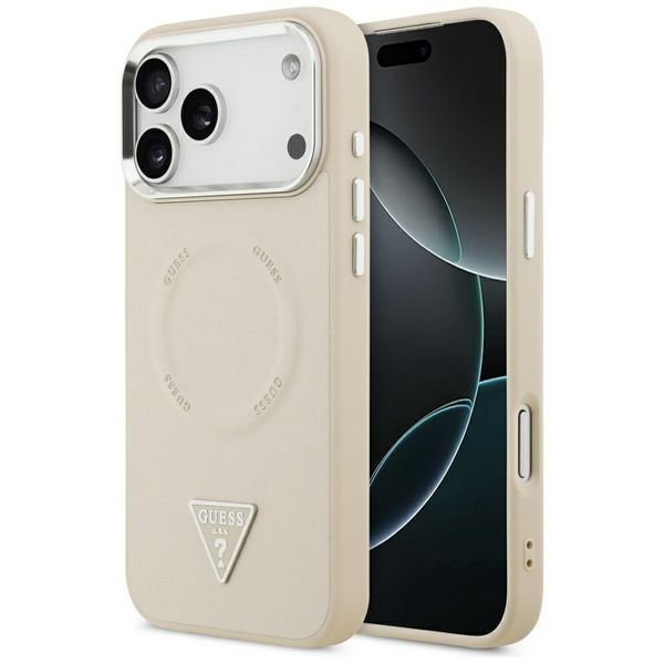 etui guess triangle logo magsafe do      iphone 17 pro beżowy zdjęcie 1
