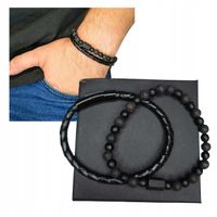 ZESTAW BRANSOLETKA KAMIEŃ SKÓRA TURMALIN LAWA OCHRONA SIŁA PREZENT