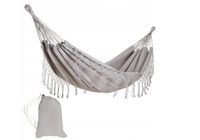 Hamak ogrodowy BOHO MIDAS 3 100x200 cm szary z pokrowcem