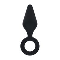 Silicone Anal Plug With Loop - M - Black