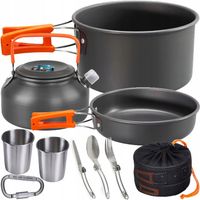 DUŻY ZESTAW SURVIVALOWY NACZYNIA KEMPINGOWE TURYSTYCZNE GARNKI