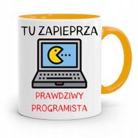 Kubek Żółty Informatyka Programisty Tu Zapieprza Z Nadrukiem Ze Zdjęciem