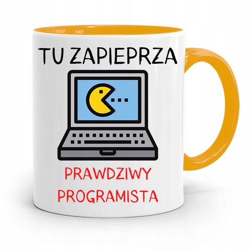 Kubek Żółty Informatyka Programisty Tu Zapieprza Z Nadrukiem Ze Zdjęciem na Arena.pl