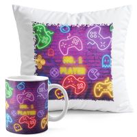 ZESTAW KUBEK + PODUSZKA DRUK - GAMER GAMEPAD GAMBLING GRY
