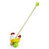 Drewniany Pchacz Edukacyjny Kurka na patyku