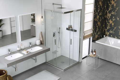 Arda brodzik kwadratowy 90x90 cm  kompozytowy, cappucino na Arena.pl