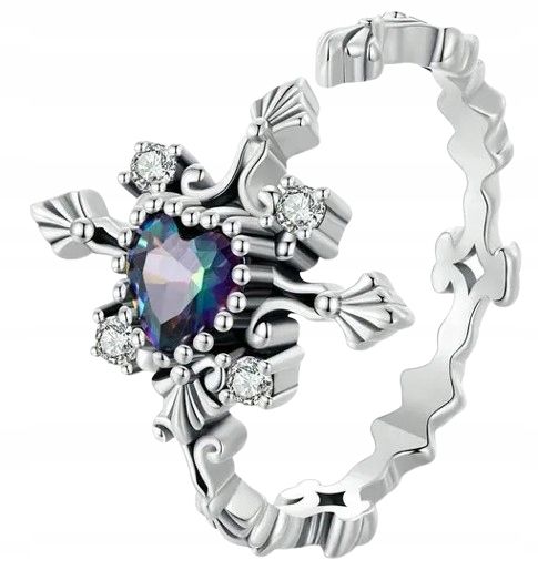 Pierścionek Ażurowy Czarny Krzyż srebro regulowany s925 +pudełko zdjęcie 6