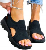 Czarne Elastyczne Sndałki Na Grubej Podeszwie Na Gumki Sportiv 39