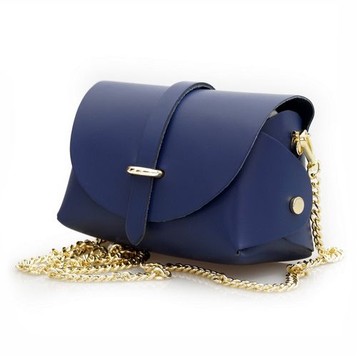 TOREBKA skórzana listonoszka z łańcuszkiem mini V144 musztardowa na Arena.pl