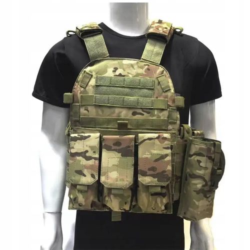 KAMIZELKA WOJSKOWA TAKTYCZNA WOJSKOWA Torby 600D MOLLE Black Camo na Arena.pl