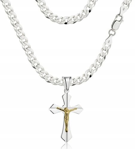 Łańcuszek Srebrny Męski Pancerka 5,00 mm z Krzyżykiem pr 925 Grawer Gratis na Arena.pl