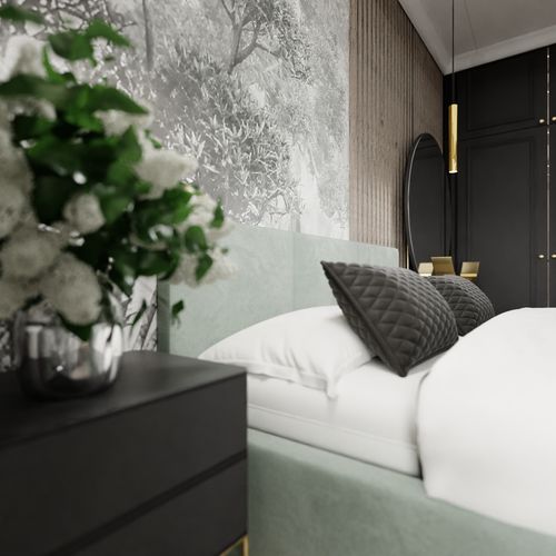 ŁÓŻKO TAPICEROWANE DO SYPIALNI 180x200 ŁÓŻKO PODWÓJNE Z POJEMNIKIEM MIĘTOWE na Arena.pl