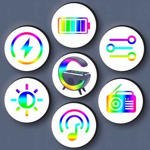 GŁOŚNIK MOBILNY PRZENOŚNY BEZPRZEWODOWE ŁADOWANIE BLUETOOTH LAMPKA RGB na Arena.pl
