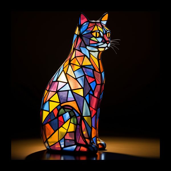 Plakat 20x20cm Koci Witraż zdjęcie 2