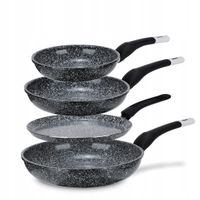 Patelnia zestaw 4-elementowy Elitehoff szara non-stick 20/24/28 cm