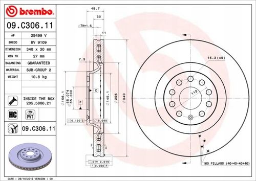 TARCZA HAM PRZOD 340X30 V BREMBO na Arena.pl
