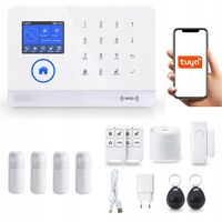 BEZPRZEWODOWY ALARM LCD 2.4' GSM WiFi TUYA SMART PO POLSKU + 4xPIR