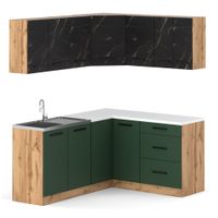 Kuchnia Narożna Modułowa Z Blatem 3.2m Wotan San Sebastian Butelkowa Zieleń