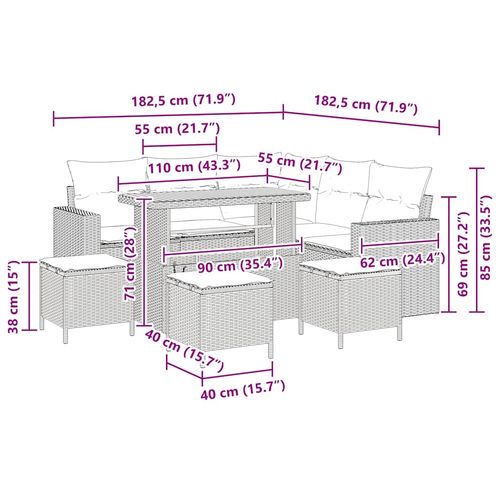 Zestaw Sof na Ogród 9 pcs Beżowy polirattan na Arena.pl