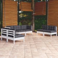 Emaga 7-cz. zestaw wypoczynkowy do ogrodu, z poduszkami, lita sosna