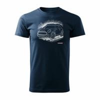 Koszulka z samochodem Mini Morris Mini Cooper kolekcjonerska męska granatowa REGULAR S