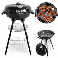 Grill ogrodowy z pokrywą węglowy z popielnikiem i półką 34 x 34 wentylacja