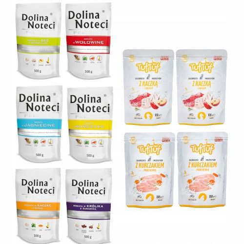 Zestaw dla psa 10x500g mix smaków: 6x Dolina Noteci + 4x Bult Tuf Tuf na Arena.pl