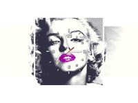 80X40CM ZEGAR MARILYN MONROE FIOLETOWYMI USTAMI OBRAZ