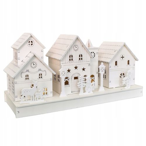 Drewniane białe domki z oświetleniem LED 14x28 cm na Arena.pl