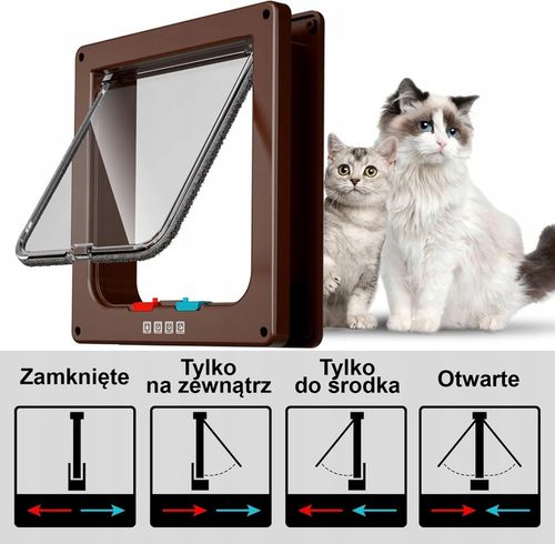 DRZWI Z KLAPĄ DLA KOTA/PSA BRĄZOWY M brąz na Arena.pl