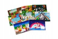 Drewniana kolorowa układanka dla dzieci Zabawka PUZZLE ZESTAW 8 szt