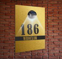 TABLICZKA ADRESOWA złota oświetlona pionowa numer na dom 30x20 aluminiowa